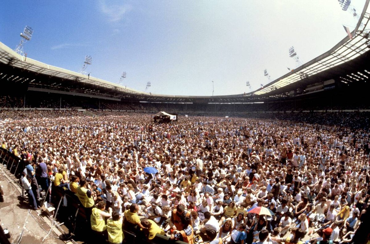 Crowd At Wembley Stadium For The Live Aid Charity Concert, 1985