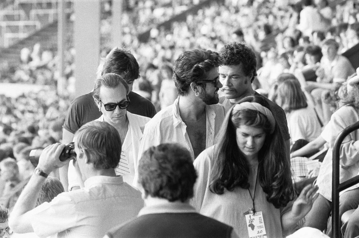 George Michael In The Audience During The Opening Of Live Aid At Wembley Stadium, 1985