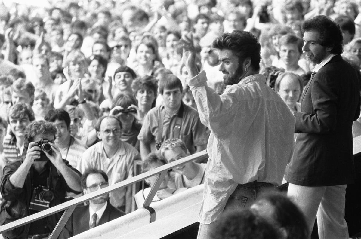 George Michael In The Audience During The Opening Of Live Aid At Wembley Stadium, 1985