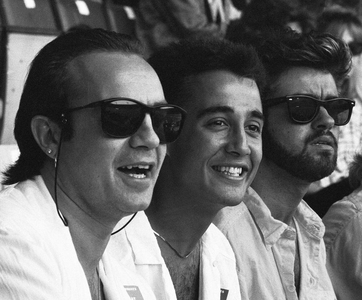 Midge Ure, Andrew Ridgeley, And George Michael In The Audience At Wembley Stadium, 1985