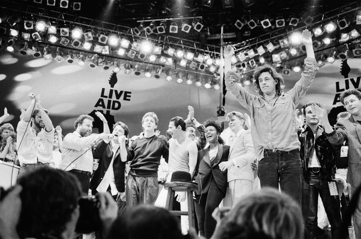 Performers On Stage For The Grand Finale Of Live Aid At Wembley Stadium, 1985