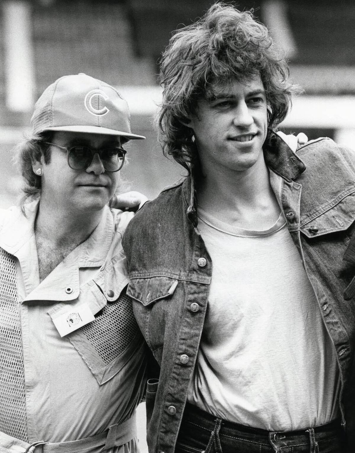 Elton John And Bob Geldof Preparing For The Live Aid Concert At Wembley, 1985