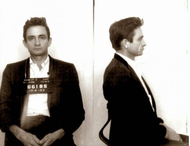 Johnny Cash Was Arrested In October 1965 When U.s. Customs Agents Found Hundreds Of Pep Pills And Tranquilizers In His Luggage. The Man In Black--Who Was Returning By Plane From A Trip To Juarez, Mexico--Spent A Night In The El Paso Jail, And Later Pleaded Guilty To A Misdemeanor Count. Cash Paid A $1000 Fine And Received A 30-Day Suspended Sentence.