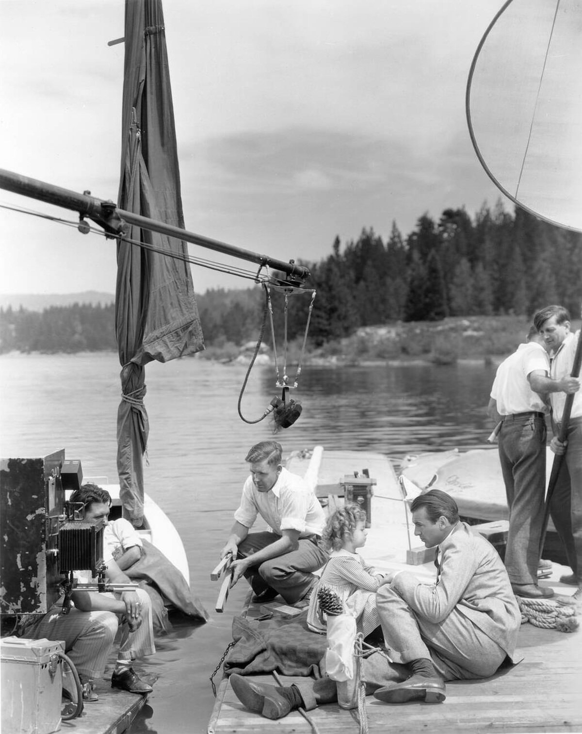 Gary Cooper And Shirley Temple On Location At Lake Arrowhead, Now And Forever, 1934