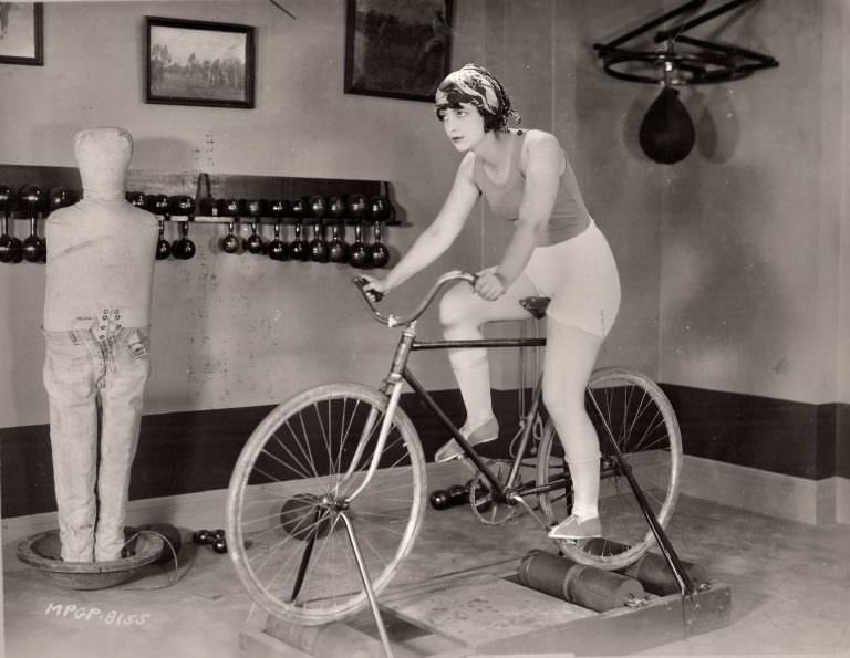Kathleen Key Using An Indoor Exercise Bicycle, 1925.