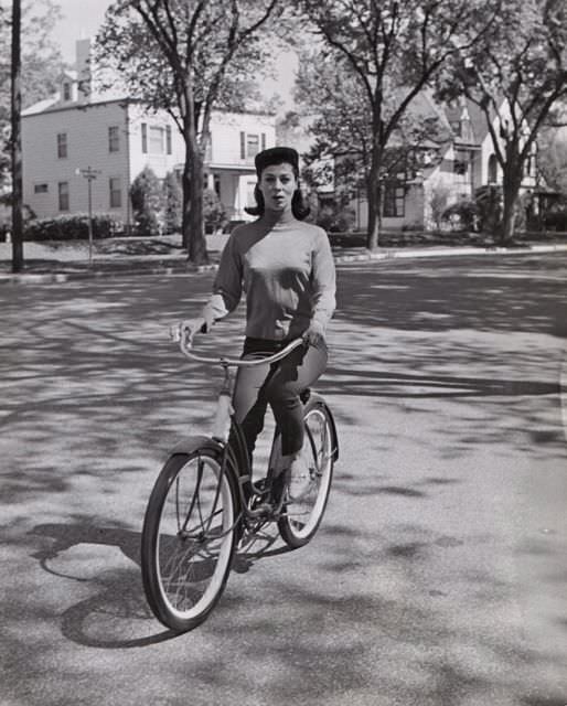 Rita Gam Riding A Bicycle, 1963.