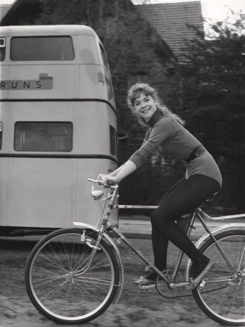 Ina Bauer Riding A Bicycle In Berlin, 1961.