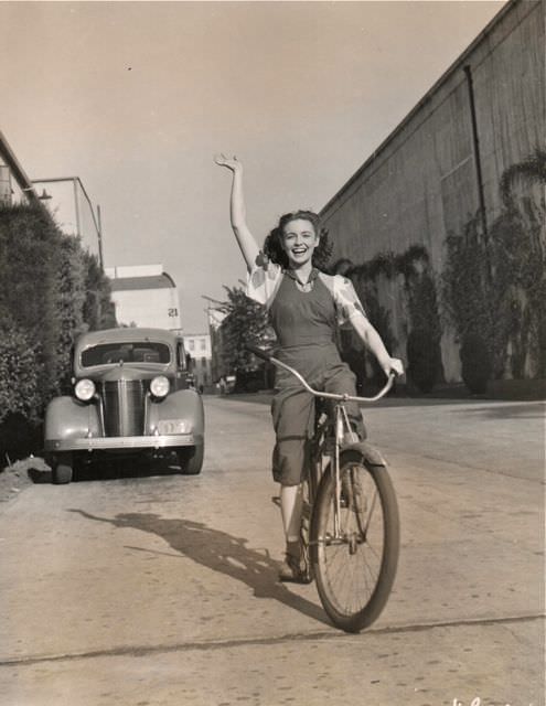 Joan Leslie Rides A Bike