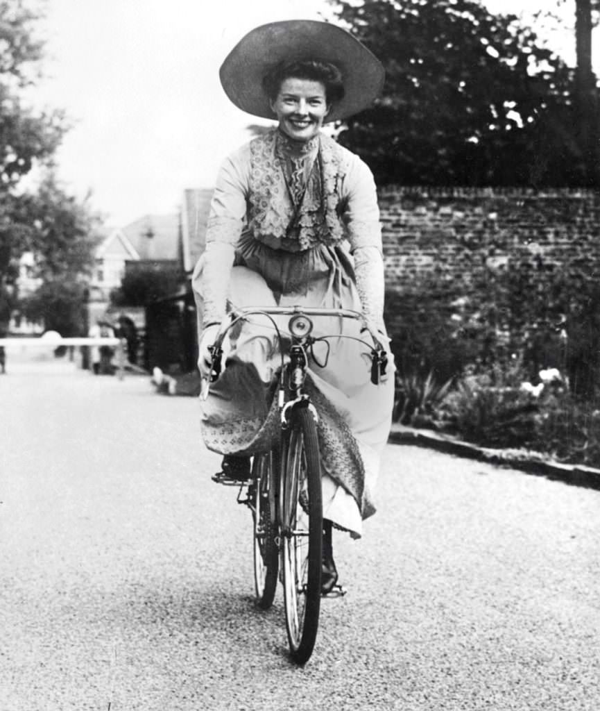 Katharine Hepburn Rides A Bike.