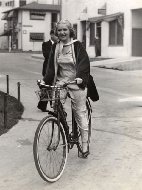 Mary Pickford Rides A Bike.