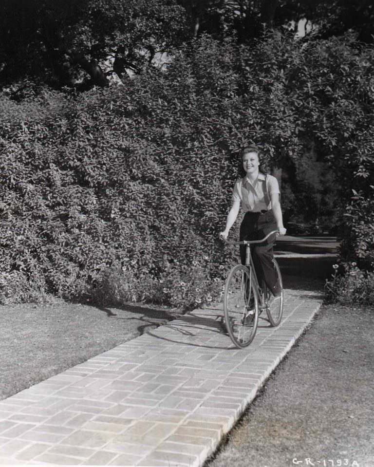Ginger Rogers Riding A Bicycle In Monterey Park, California, The Primrose Path, 1940.